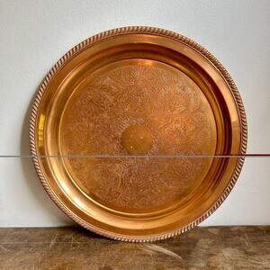 Vintage Round 16" Copper Tray | Decorative Serving Tray